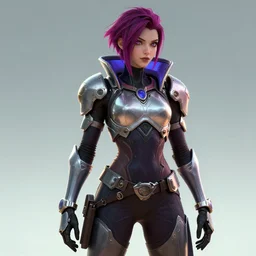 Cyberpunk female rogue armor concept art in the style of Arcane, 4k render, stylized, concept