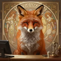 a fantasy bankteller fox, fantasy, portrait, sharp focus, intricate, elegant, digital painting, artstation, matte, highly detailed, concept art, illustration, ambient lighting, art by ilya kuvshinov, artgerm, alphonse mucha, and greg rutkowski