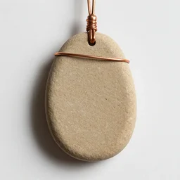 beautiful but simple amulet made from sandstone and dirtstone, bound together by copper wire