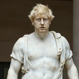 boris johnson as a greek marble statue