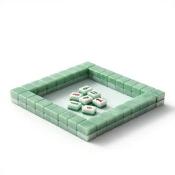jade mahjong tiles, stylized 3d render, isolated on a pure white background, centered, entire object in frame, sharp focus, soft studio lighting
