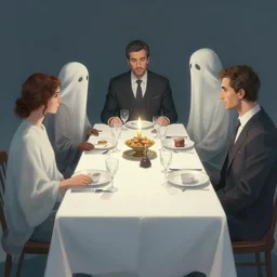 The dinner with all of my lost ones, By Delphin Anjolras, by Ismail Inceoglu, by Emiliano Ponzi, ghosts
