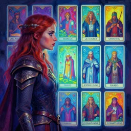 side portrait, imogen poots, paladin, gloomhaven, organic painting, hard edges, psychedelic, neon, tarot card layout, luminescent, octane render, by greg manchess, huang guangjian, gil elvgren, sachin teng, greg rutkowski, jesper ejsing, rhads, ilya kuvshinov, cushart krenz