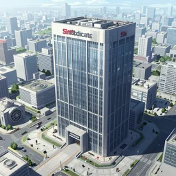 Concept Art Illustration of neo-Tokyo Bank Headquarters, in the Style of Akira, Syndicate Corporation, Anime, Dystopian, Highly Detailed, Helipad, Special Forces Security, Blockchain Vault, Searchlights, Shipping Docks, For multiplayer Stealth fps bank robbery simulator, Akira Color Palette, Inspired by MGS2 + Ghost in the shell SAC + Cowboy Bebop :4 by Katsuhiro Otomo : 8
