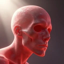 the soul leaving the body, sharp focus, very detailed, maximalism, ambient occlusion, volumetric light, sun beam, hyper realism, futuristic red shading, cinematic composition