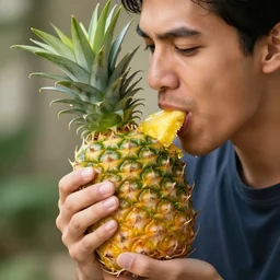 pinapple eating human, full of details, realistic ， 4 k