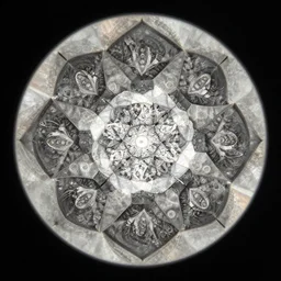 fractals viewed through a kaleidoscope, hexagonal segments