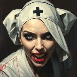 a modern painting of a nurse vampire, in the style of tim bradstreet, sharp focus, realism, smooth, intricate detail