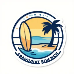 illustrator vector graphic logo for spatial movement beach and surfing clothing, cell shaded, stickers