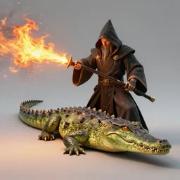 realistic mage crocodile shoot fire spells, artstation trends, ultra sharp, realistic, 8 k