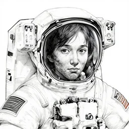 portrait of an astronaut, pen and ink, intricate line drawings, by craig mullins, ruan jia, kentaro miura, greg rutkowski