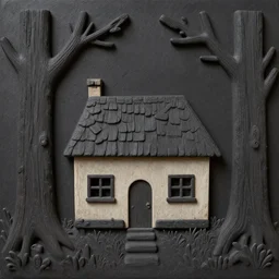 simple folk art, house in the wood, mystical, lowbrow, matte painting, 3 - d highly detailed, in the style of ammi phillips,