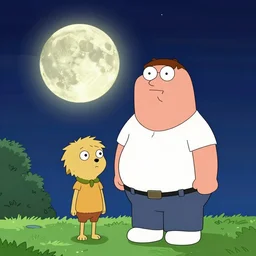 majora's mask screenshot but the moon is peter griffin