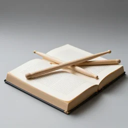 studio photography of book and drum sticks