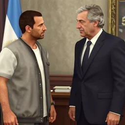 cj from gta san andreas talking to the president of argentina alberto fernandez