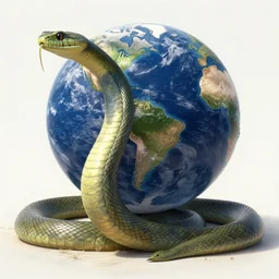 a gigantic snake that is bigger than earth, concept art