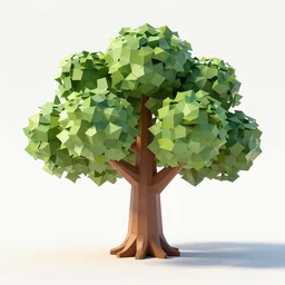 a low poly 3d object of the tree, large and majestic