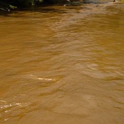 a photorealistic amber colored river