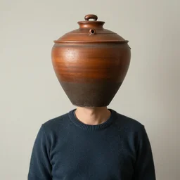 man with a pot for a head