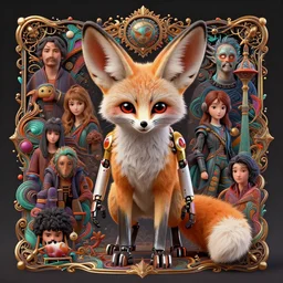 long shot of a fennec fox android :: by Martine Johanna and Simon Stålenhag and Chie Yoshii and Casey Weldon and Guillermo del toro and Frank Lloyd Wright :: ornate, dynamic, particulate, rich colors, intricate, elegant, highly detailed, centered, artstation, smooth, sharp focus, octane render, 3d