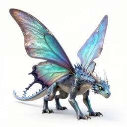 a beautiful iridescent dragon with butterfly wings