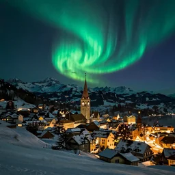 Switzerland beautiful with northern lights in the sky astounding