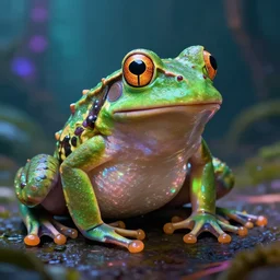 illuminated cyber frog, vivid colors, high details, cinematic, 8k resolution, beautiful detailed, photorealistic, digital painting, artstation, concept art, smooth, sharp focus, illustration, fantasy background, artstation trending, octane render, unreal engine