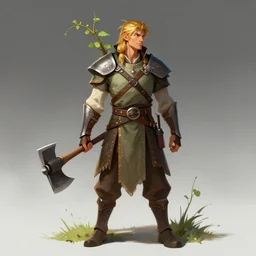 Vine warrior, holding an axe, by Greg Rutkowski, digital art, trending on artstation