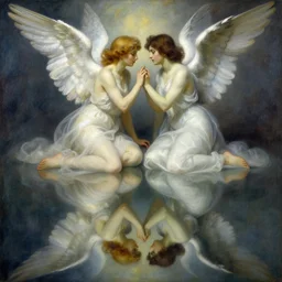 life and death, angels & demons, by alexander archipenko, reflection, symbolist, soft colors, dramatic lighting, smooth, sharp focus, extremely detailed, aesthetically pleasing composition