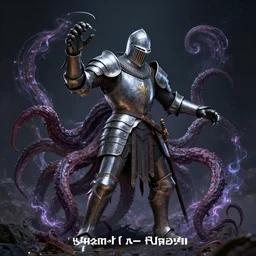 ultrarealistic, 3 d render, a lifelike medieval knight transforming into a tentacle monster, surrounded by magic wisps, highly intricate, dramatic lighting, steel armor plates, cosmic horror, extremely detailed, concept art, award - winning, masterpiece, art by alex grey