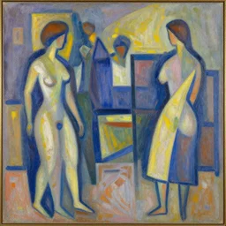 abstract art painting figures lines forms geometry in style of pierre - auguste renoir,, fine details,