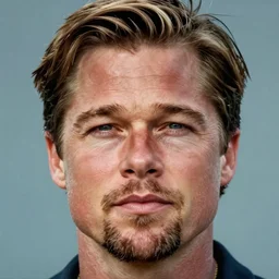 Wide angel close up of Brad Pitt face Concept Art of cinematography of Terrence Malick film by Caspar David Friedrich
