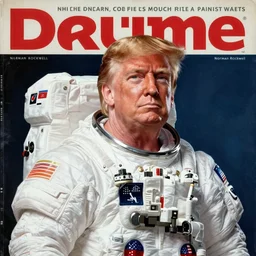 old magazine cover with donald trump astronaut hero by norman rockwell