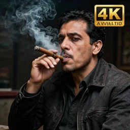 a picture of a man smoking a cigar!!, award winning photography, 4 k