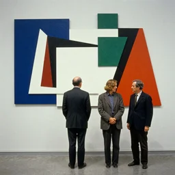 a couple of people standing next to each other by László Moholy-Nagy neoplasticism flickr a colorized photo colorized movie still photo taken with provia
