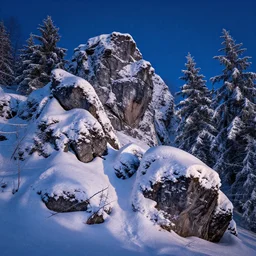 julius _ sergius _ klever _ winter _ landscape _ rocks _ trees _ snow _ epic _ beautiful _ night _ color
