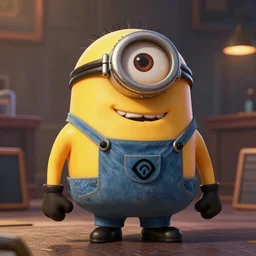 A muscular strong Minion on a studio shot, artistic pose, artstation, behance, movie shot, photorealistic, ultra detailed, depth of field, Vibrant colors, cinematic, dark atmosphere, sharp focus, bokeh, 100mm