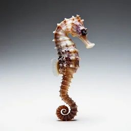 striped seahorse, photorealistic wildlife photography, full body, isolated on a pure white background, centered, entire subject in frame, sharp focus, soft studio lighting
