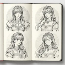 sketchbook pages, magnificent, medium shot, details, sharp focus, elegant, highly detailed, illustration, by artgerm and magali villeneuve, intricate, beautiful, trending artstation, pixiv, digital art