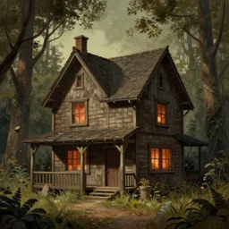the mystery shack from gravity falls, matte painting by kaspar david friedrich,