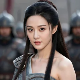 fan bingbing as chinese warrior princess at the battle of helms deep, background: battle scene, clear makeup, clean hair, dry skin, clear skin, airbrushed, bright eye makeup, warrior body, photo by mario testino, 8k octane render, cinematic, hyper detailed, micro details, insanely detailed, trending on artstation, concept art