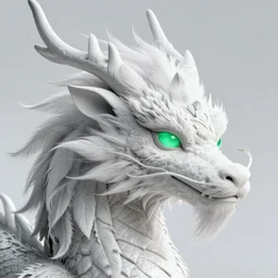 close up profile of a hairy, flowery spirit dragon with fur and feathers, elegant, majestic, glowing green eyes, flowers, oil painting by alphonse mucha, rhads, ross tran, rhads, artgem, octane render, 1 6 k, super detailed, intricate