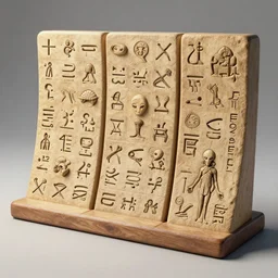 well designed alien rosetta stone, alien hieroglyphics, 3 d concept render by gustave dore and rhads, well researched, linguistically accurate, global illumination, vray, cgsociety
