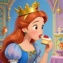 closeup profile portrait of a tin toy fairytale princess wearing a crown eating cakes, nicoletta ceccoli, mark ryden, lostfish, max fleischer, hyper realistic, artstation, illustration, digital paint, matte paint, vivid colors, bright, cheerful,, detailed and intricate gothic environment