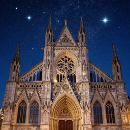 starlight, gothic architecture, beautiful, opulent, matte painting, shimmering