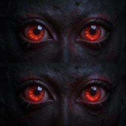 a pair of demonic eyes, 4 k render, ominous eyes of the dark entity beyond all