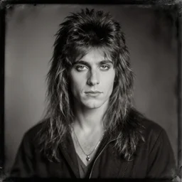 Daguerreotype of an 80s glam rock singer, classical portrait