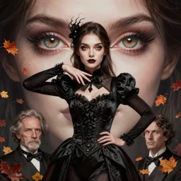 gorgeous female stella maeve magician, realistic character concept, medium shot, elegant pose, spooky, illustration, symmetrical face and body, realistic symmetrical eyes, cinematic lighting, detailed realistic symmetrical eyes, 8 k, charlie bowater, jacob riis, tom bagshaw, single face, insanely detailed and intricate elegant, autumn leaves