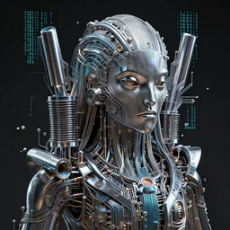 digital deity by jeffrey smith, featuring tubes, circuitry, code, binary, cryptonomicon, dmt entity, polished metal, 3 d concept render, scientifically accurate, artstation, intricate, beautiful, look at that detail!