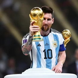 lionel messi lifting the fifa world cup after